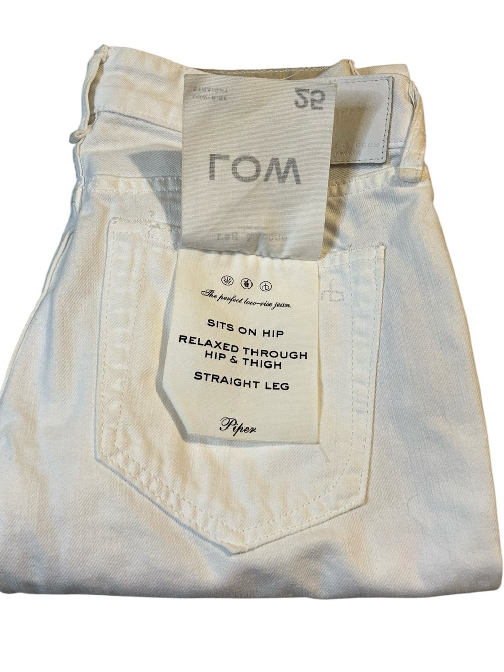 Rag & Bone New York Piper, Low-Rise Straight Leg, What/Tan Wash, Size 25 - Picture 6 of 16
